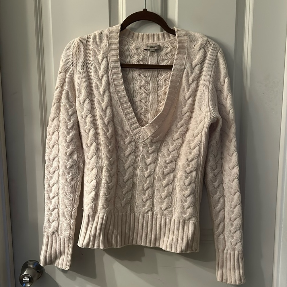 Burberry v-neck cashmere wool sweater.